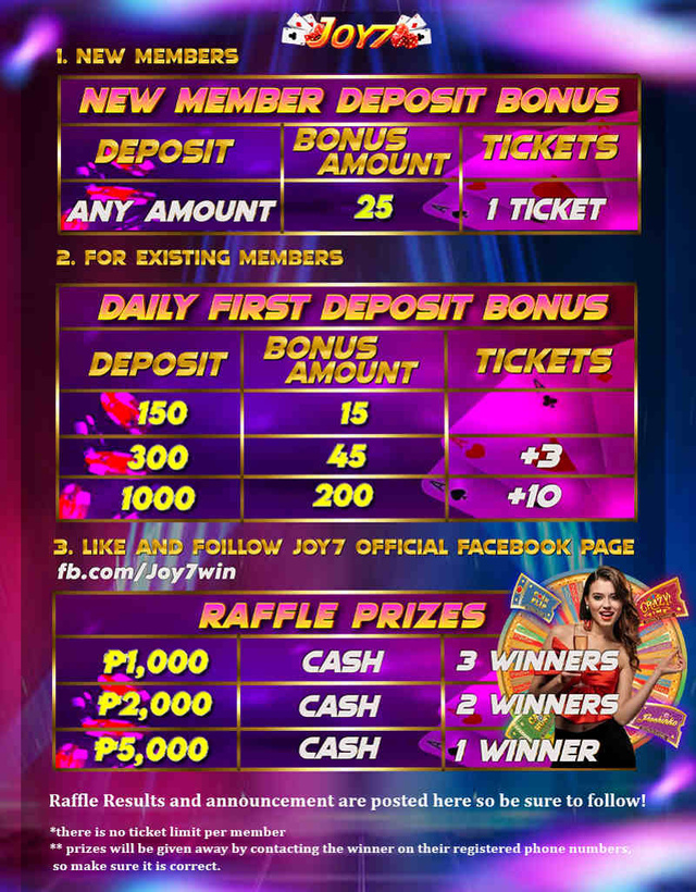 Gamitin ang mga JOY7 casino bonus para maging doble o triple ang iyong panalo!